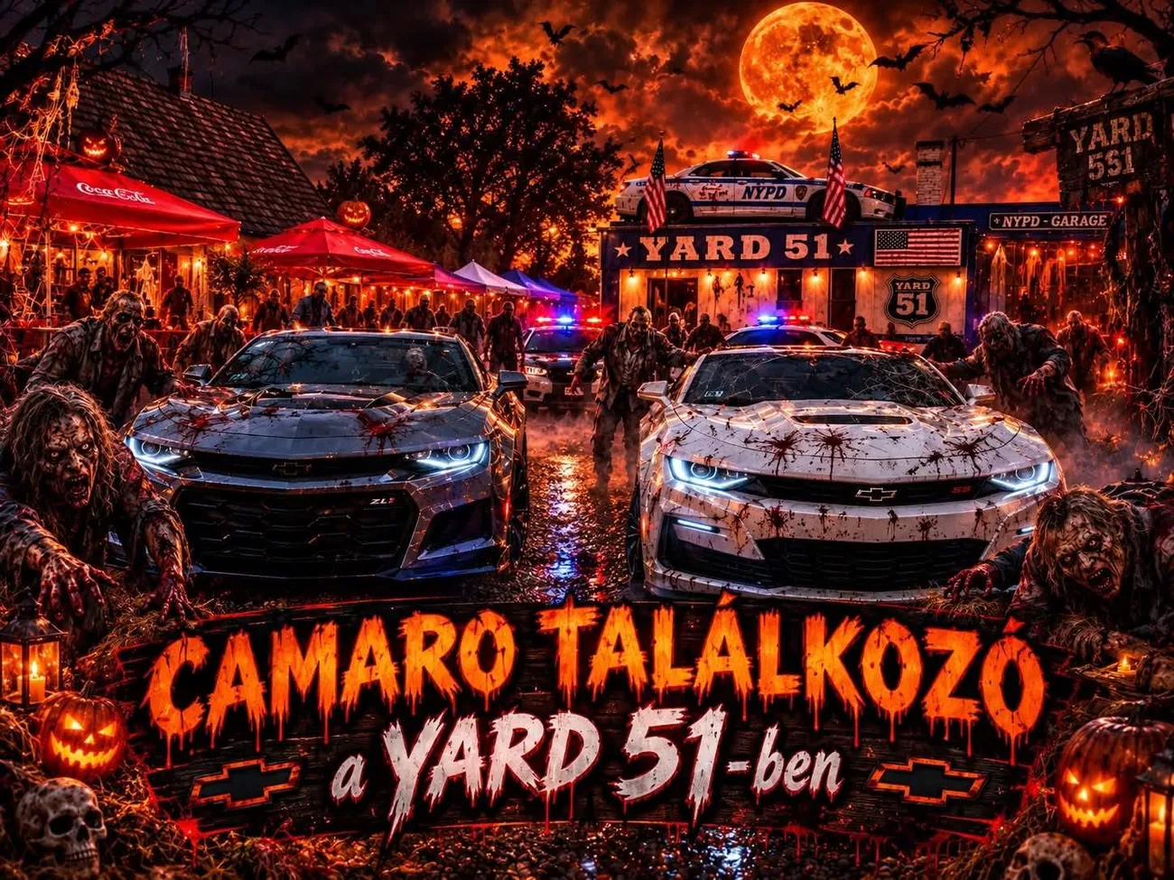 Camaro találkozó plakát a YARD 51 rendezvényéhez